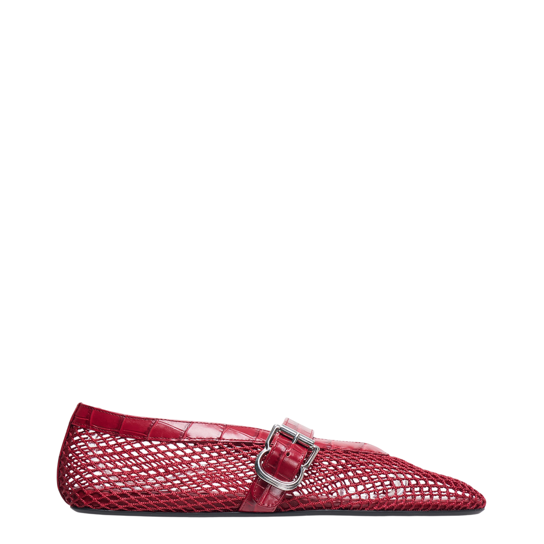 Fishnet & Croc Ballerina Flats