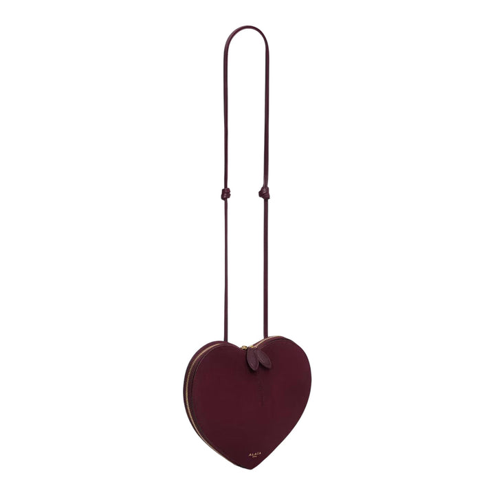 Club21 - ALAIA - Le Coeur Suede Goatskin And Shiny Goatskin Leather - CROSS BODY - Burgundy