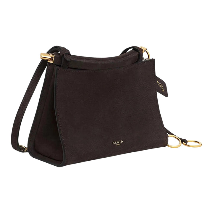 Club21 - ALAIA - Small Shoulder Bag Nubuck Calfskin Leather - HANDBAGS - Dark Brown