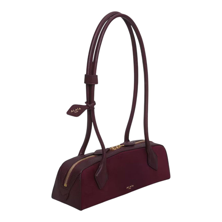 Club21 - ALAIA - Teckel Small Suede Goatskin And Shiny Goatskin Leather - HANDBAGS - Burgundy