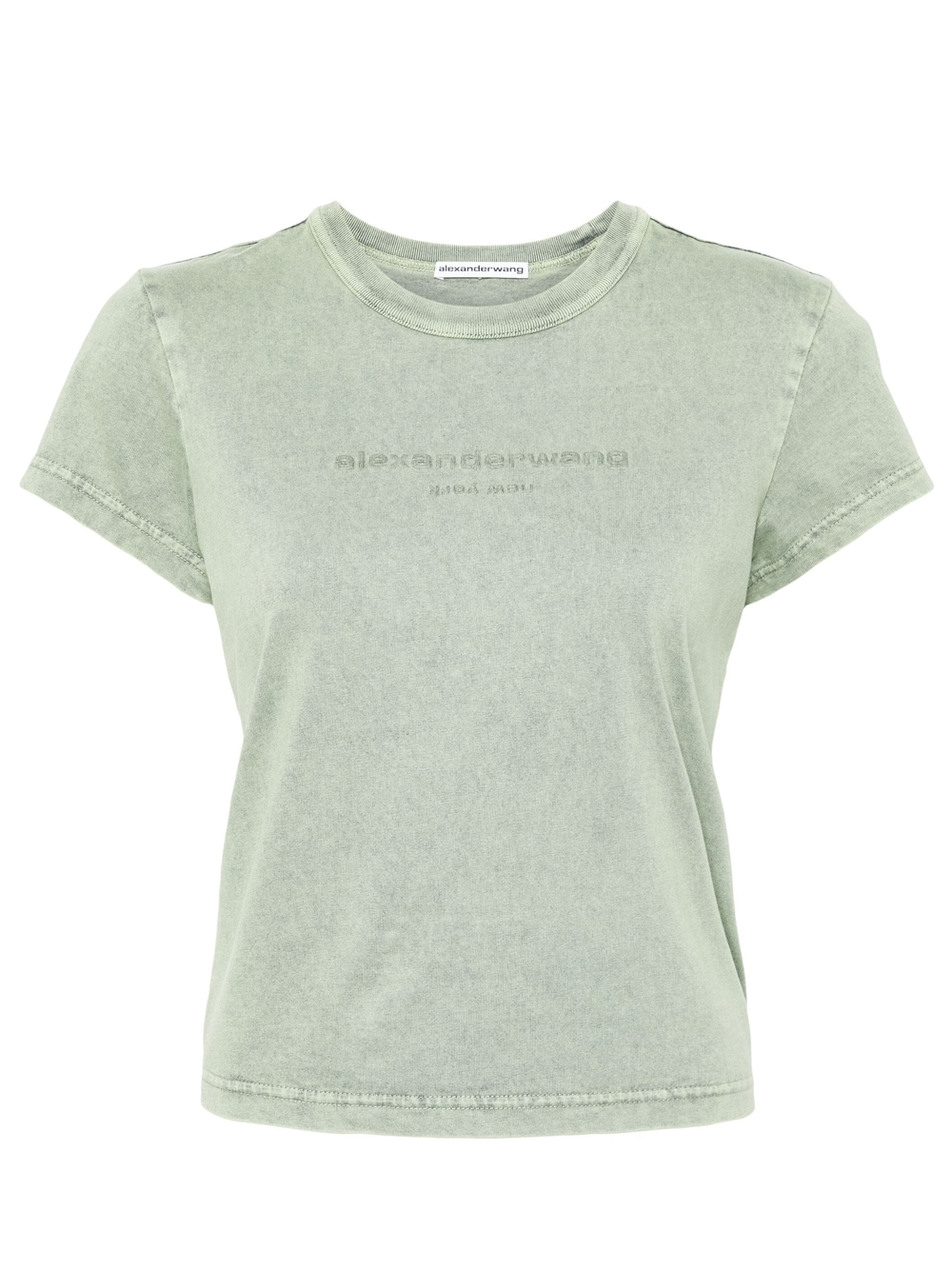 ALEXANDERWANG_AcidWashLogoShrunkenTeeInCottonJersey-Green