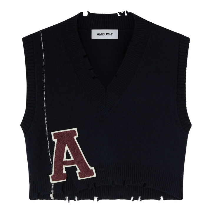 Destroyed Rib V-Neck Vest