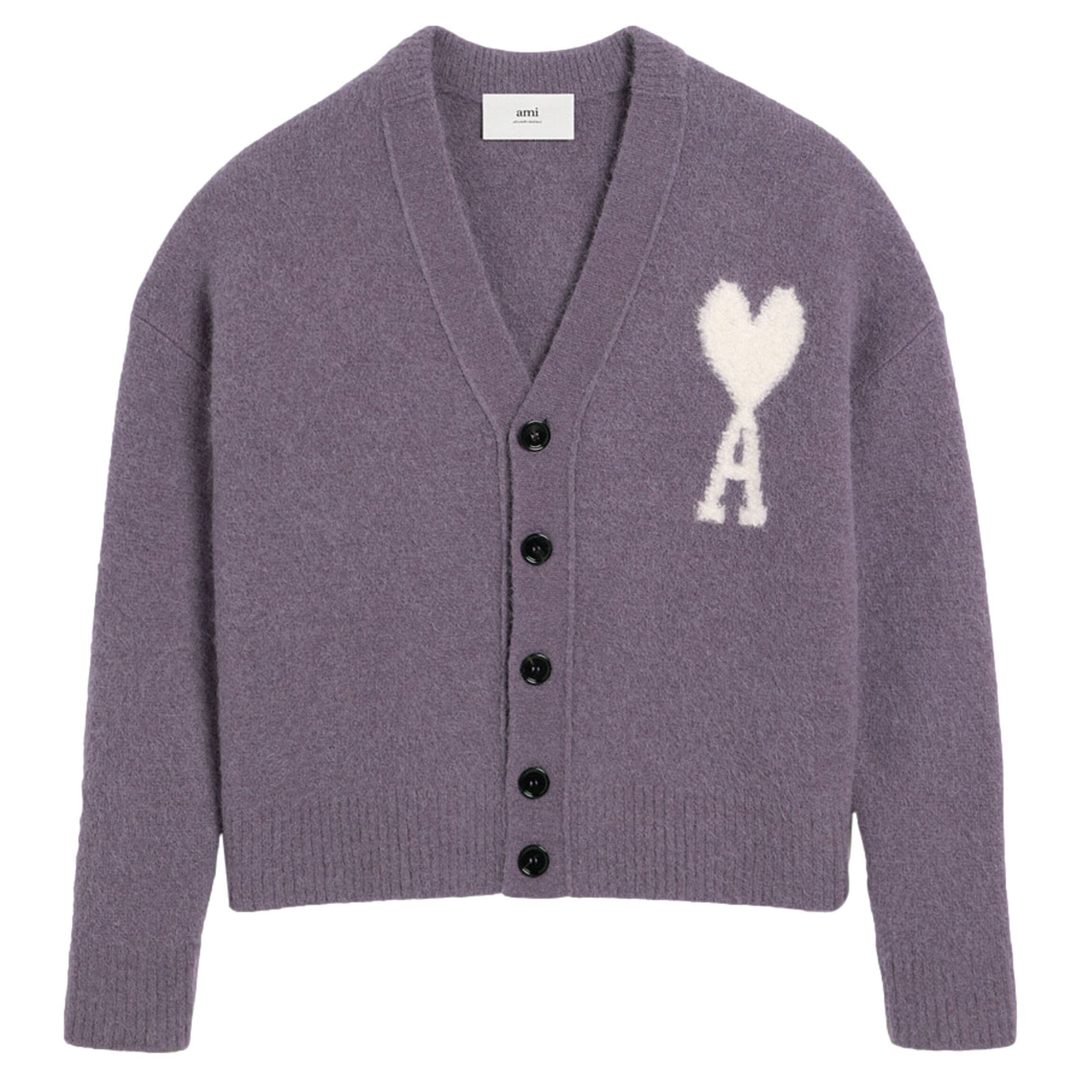 AMI-Off-White_Ami_de_Coeur_Cardigan-Purple