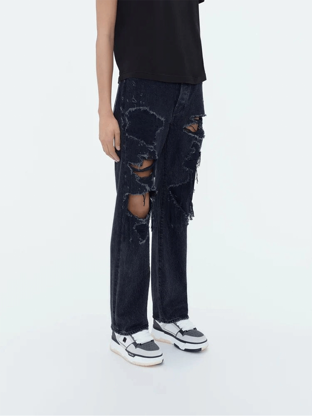 AMIRI-Distressed-Straight-Jeans-Black-4