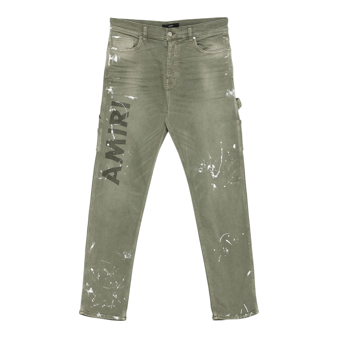 Club21 - AMIRI - Logo Painted Slim Workman Jeans - JEANS - Olive