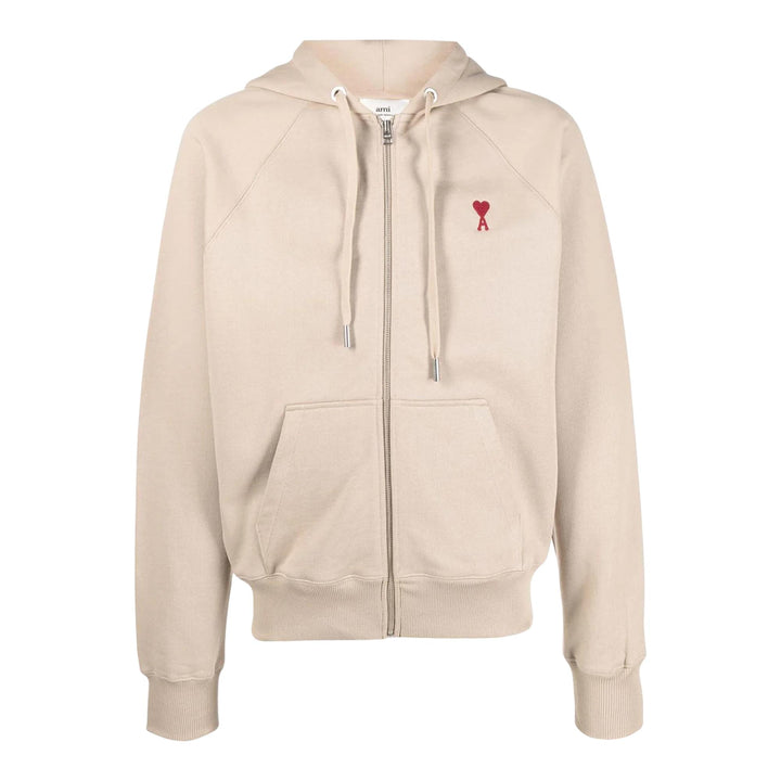 Club21 - AMI - Ami de Coeur Zipped Hoodie - JACKETS - Beige