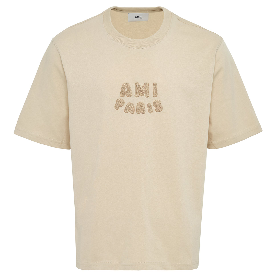 AMI_Exclusive_Organic_Cotton_Jersey_Tee_Beige