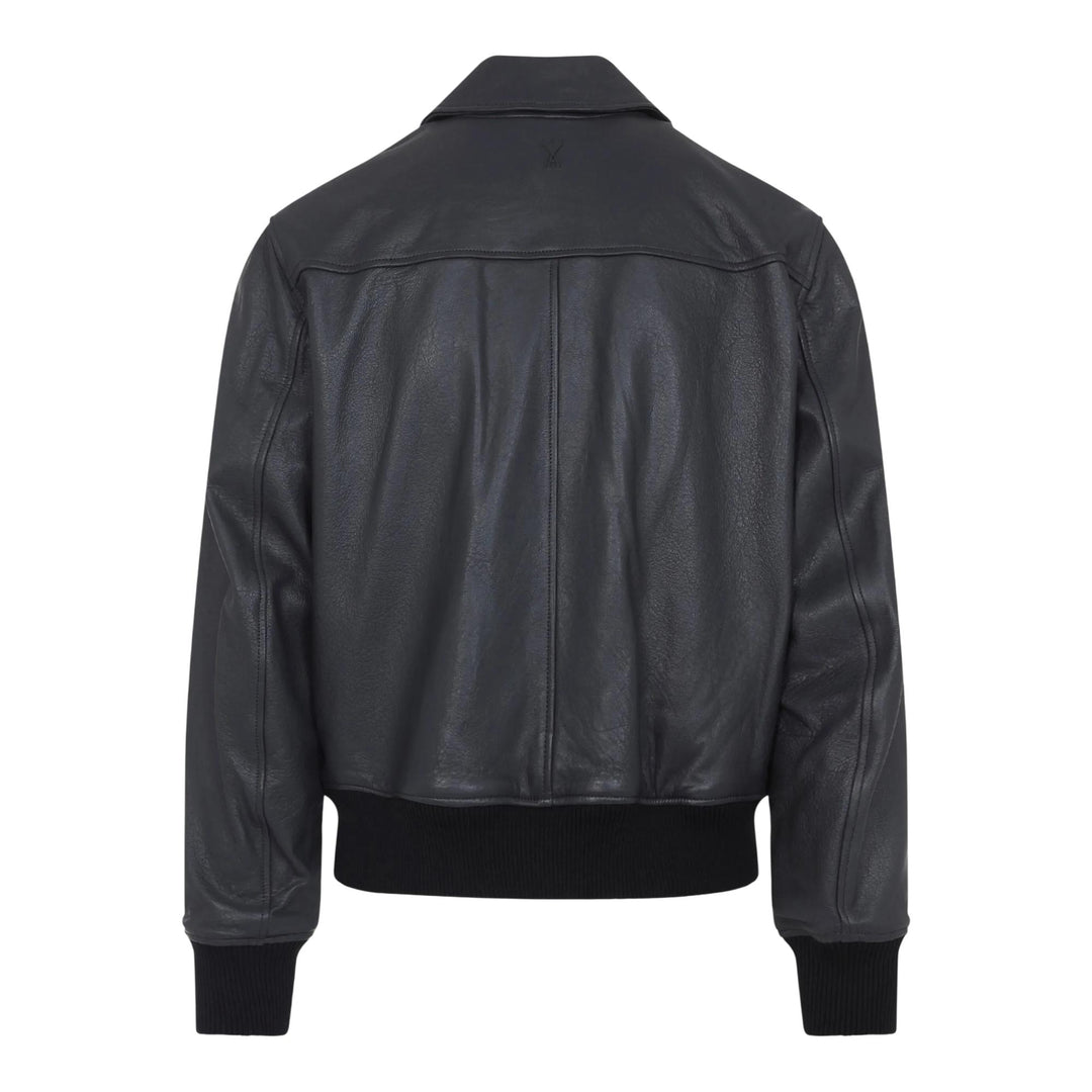 Club21 - AMI - Leather Zipped Jacket - BLOUSON - Charcoal