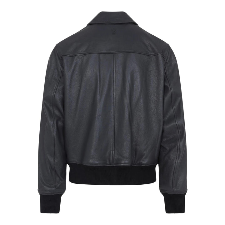 Club21 - AMI - Leather Zipped Jacket - BLOUSON - Charcoal