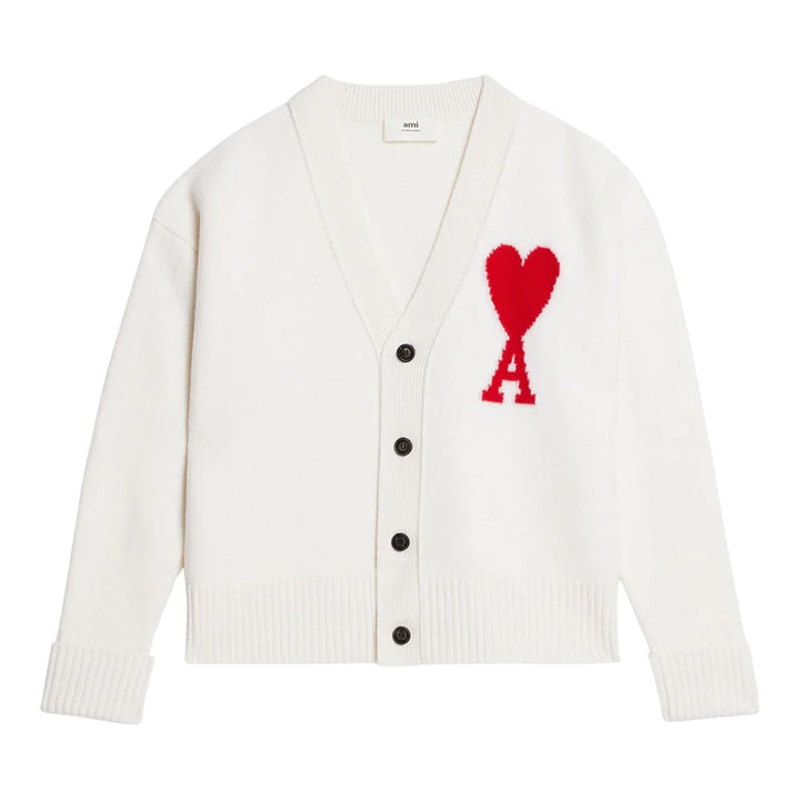 Club21 - AMI - Red AMI de Coeur Cardigan - CARDIGANS - Off-White