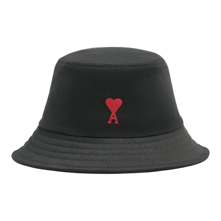 Club21 - AMI - Red Ami De Coeur Embrodiery Hat - HATS - Black