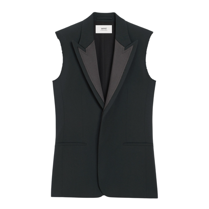 Wool Sleeveless Smocking Jacket