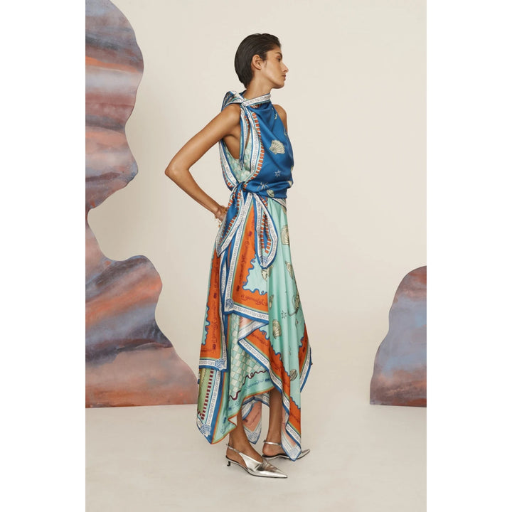 Surrealist Summer Scarf Midi Dress