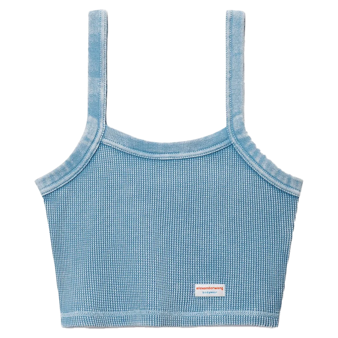 Cropped Camisole In Waffle-Knit Cotton Stretch