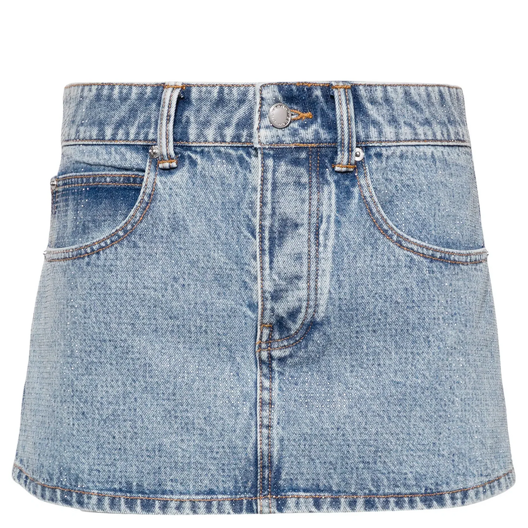 Denim Mini Skirt In Clear Hotfix