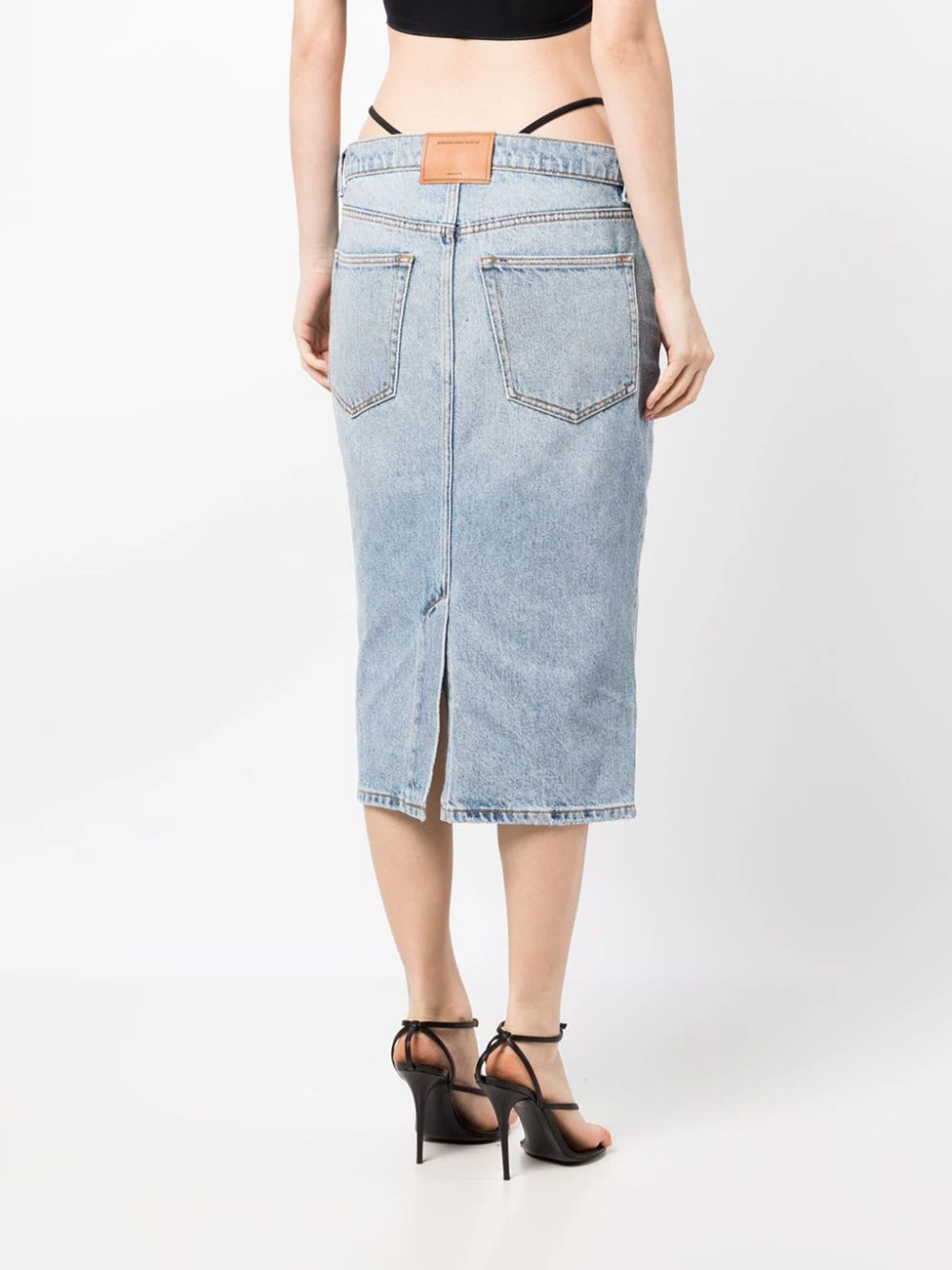 Alexander-Wang-Midi-Skirt-With-Diamante-Charm-Blue-4