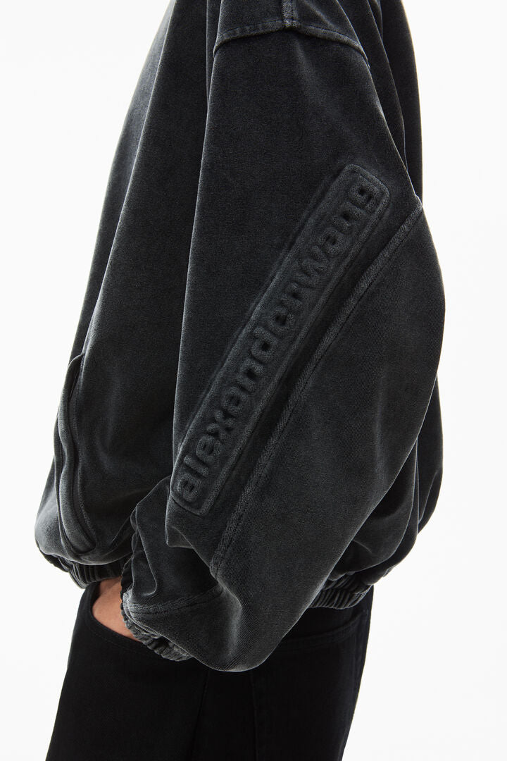 Alexander-Wang-Oversized-Soft-Velour-Track-Top-Black-4