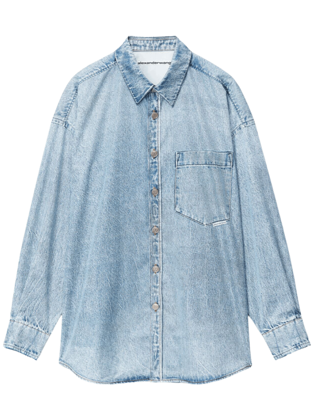 Alexander-Wang-Printed-Denim-Shirt-In-Nylon-Blue-1