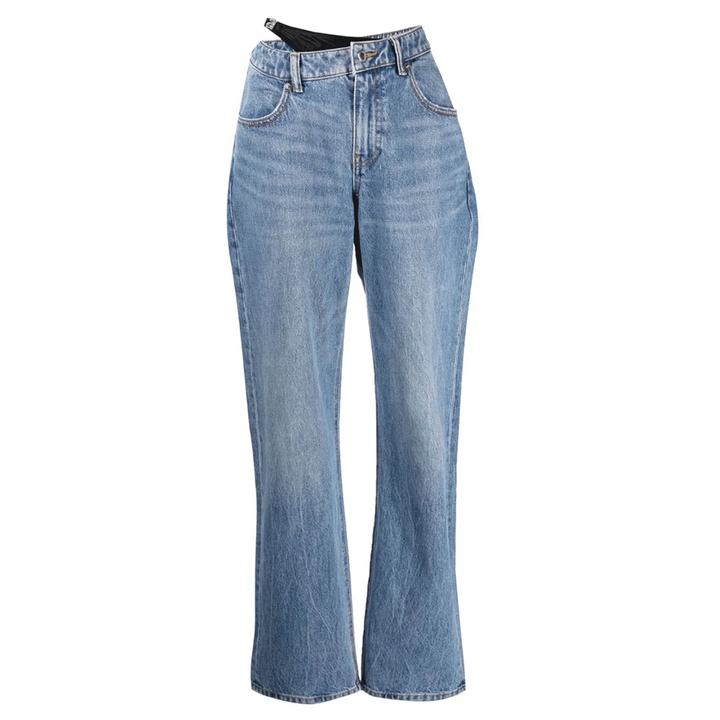 不對稱腰帶長褲