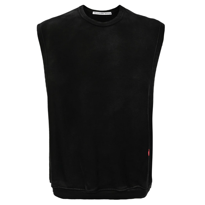 Crew Neck Vest With Pigment Wash