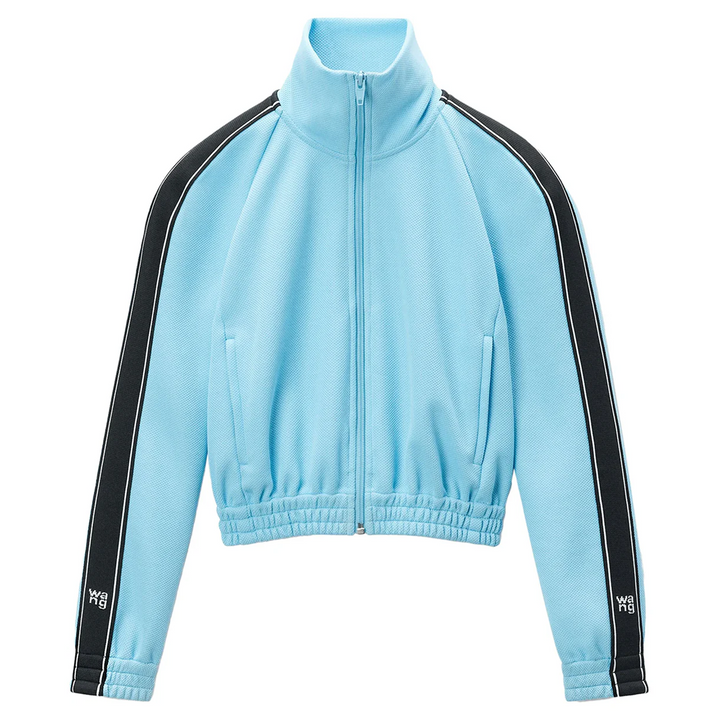 Cropped Track Jacket With Logo Tape In Pique