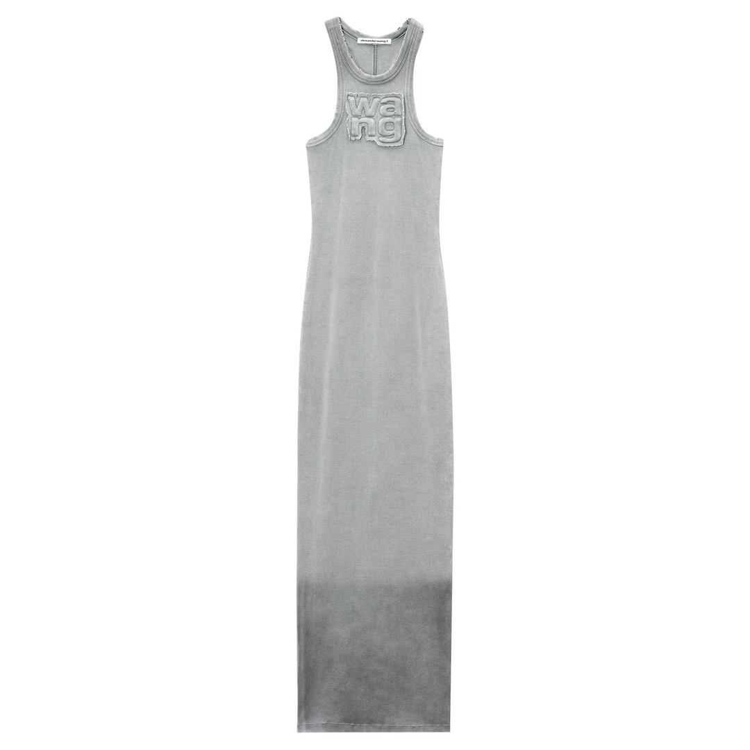 Distressed Maxi Dress In Stretch Crepe