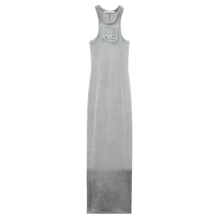 Distressed Maxi Dress In Stretch Crepe