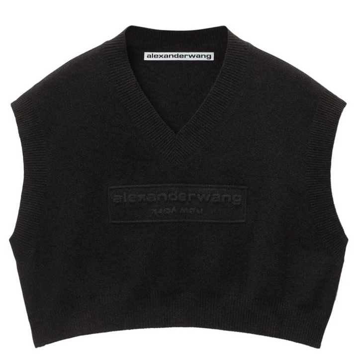 Embossed Logo V-Neck Vest Pullover