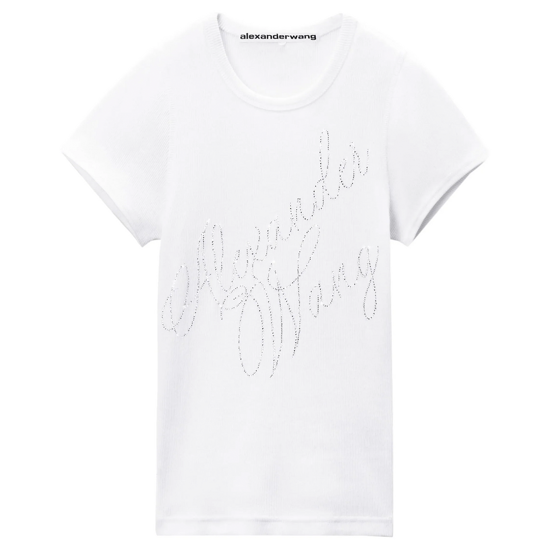 Fitted Tee With Hotfix Cursive