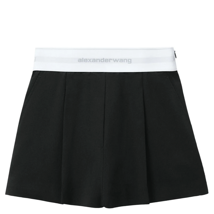 High-Waist Pleated Logo Short