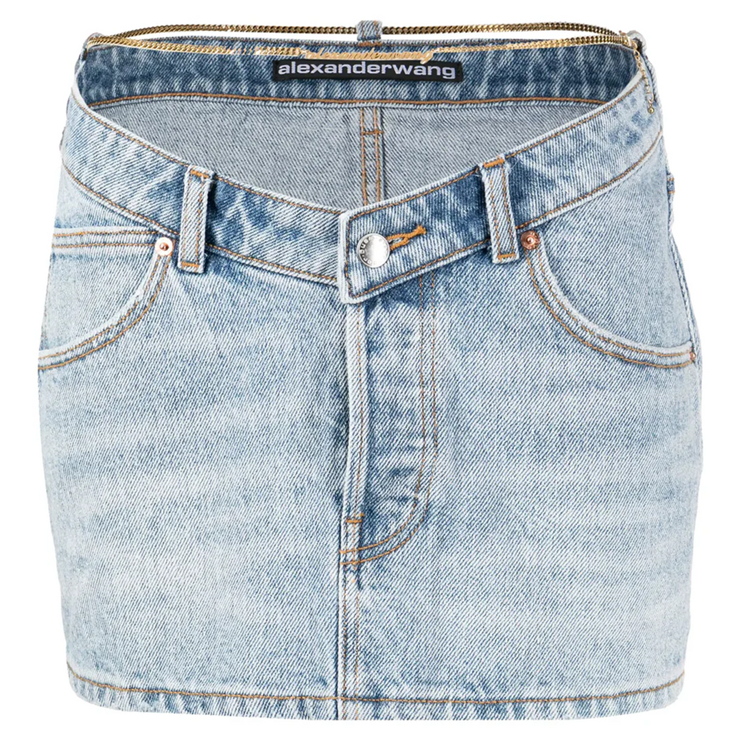 Nameplate V Front Skirt In Denim