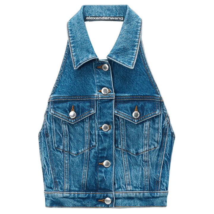 Stretch Denim Halter Top