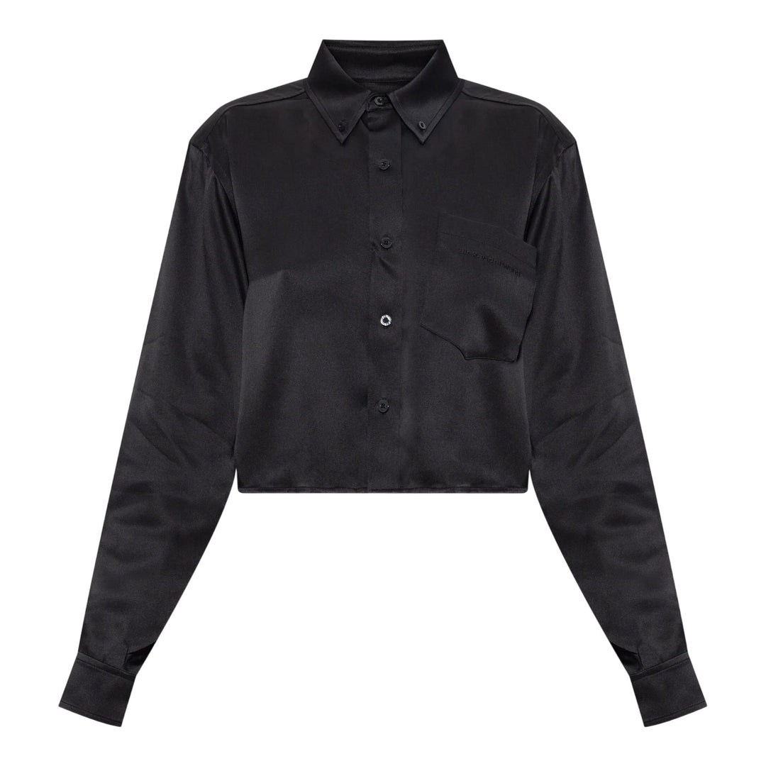 Club21 - Alexander Wang - Cropped Boyfriend Shirt - BLOUSES - Black