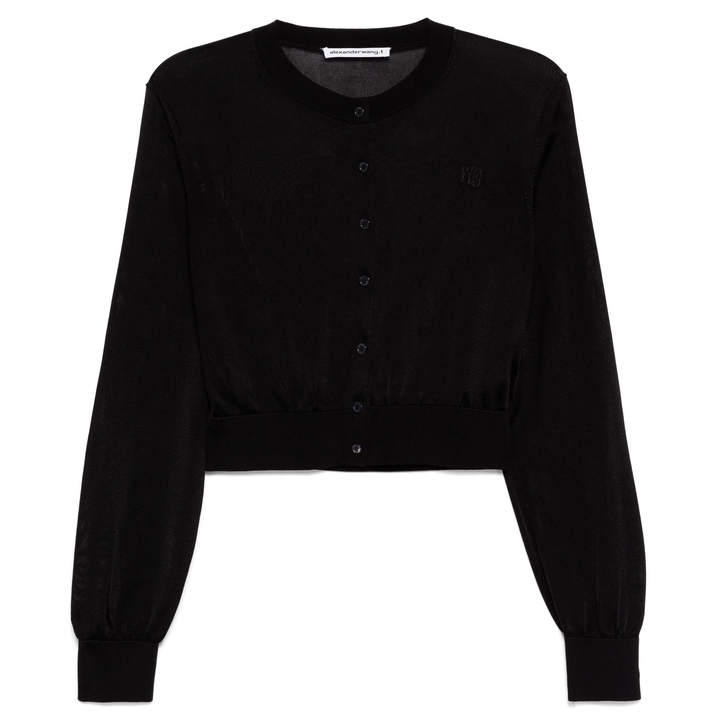 Alexander_Wang_Cropped_Crewneck_Cardigan_Black
