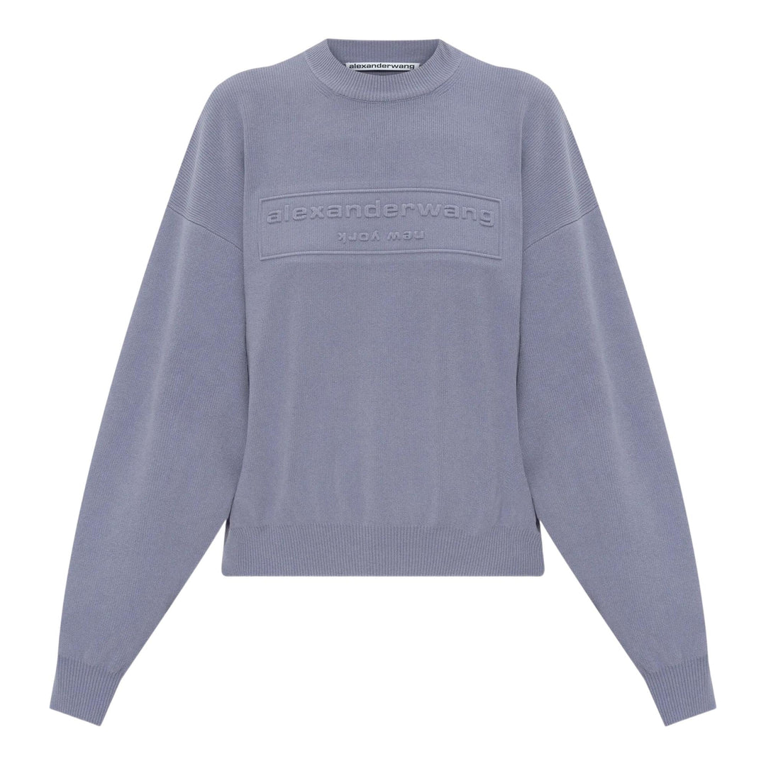 Club21 - Alexander Wang - Embossed Logo Ribbed Pullover - SWEATERS - Light Grey