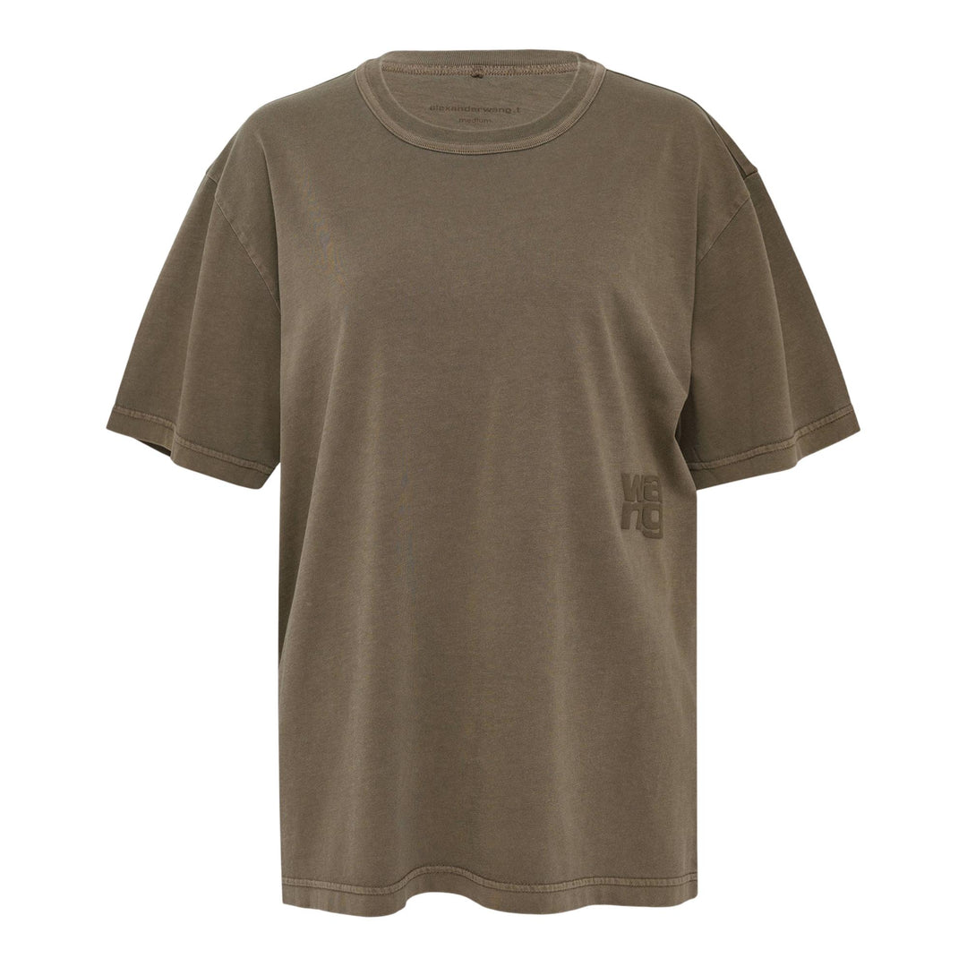 Club21 - Alexander Wang - Essential Jersey Short Sleeve Tee With Puff Logo - TEES - Light Brown