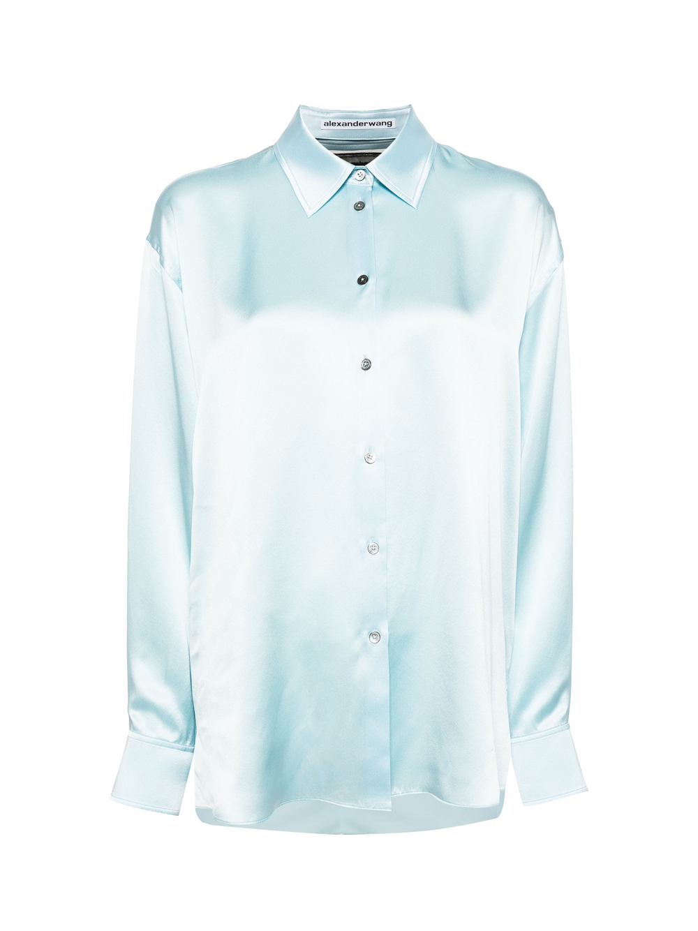 Alexander_Wang_Logo_Cutout_Shirt_In_Silk_Charmeuse-Blue