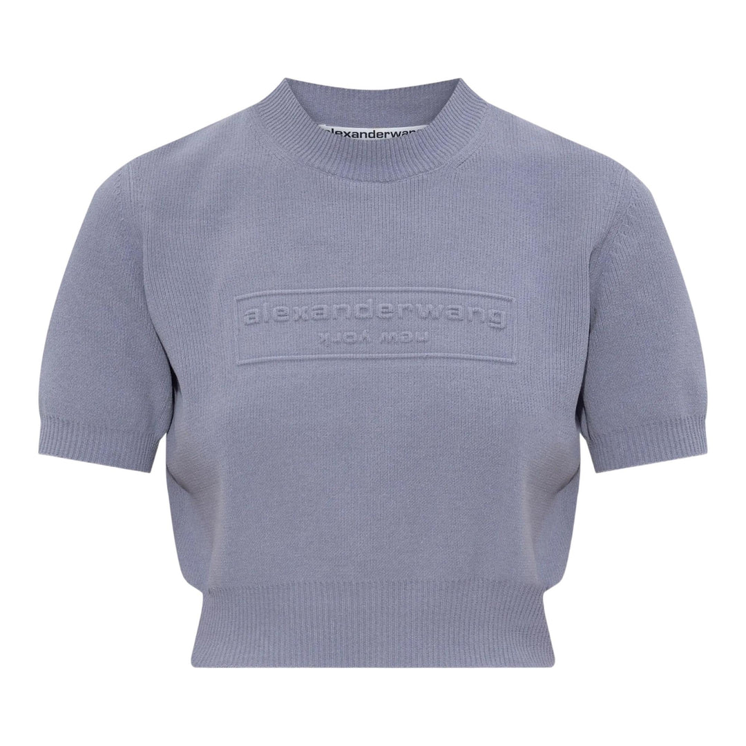 Club21 - Alexander Wang - Logo-Embossed Ribbed Chenille Sweater - KNIT TOPS - Light Grey