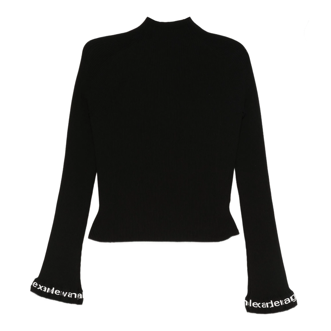 Long-Sleeve Ruffle-Hem Turtleneck