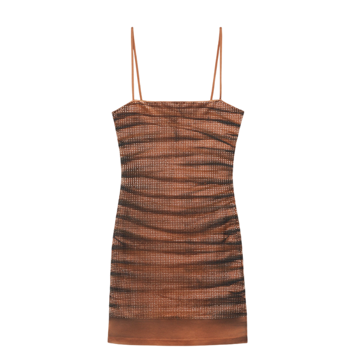 Alexander_Wang_Printed_Hotfix_Mini_Dress_Brown