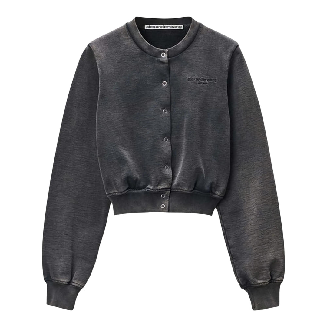 Club21 - Alexander Wang - Shrunken Snap Cardigan Crewneck - CARDIGANS - Black