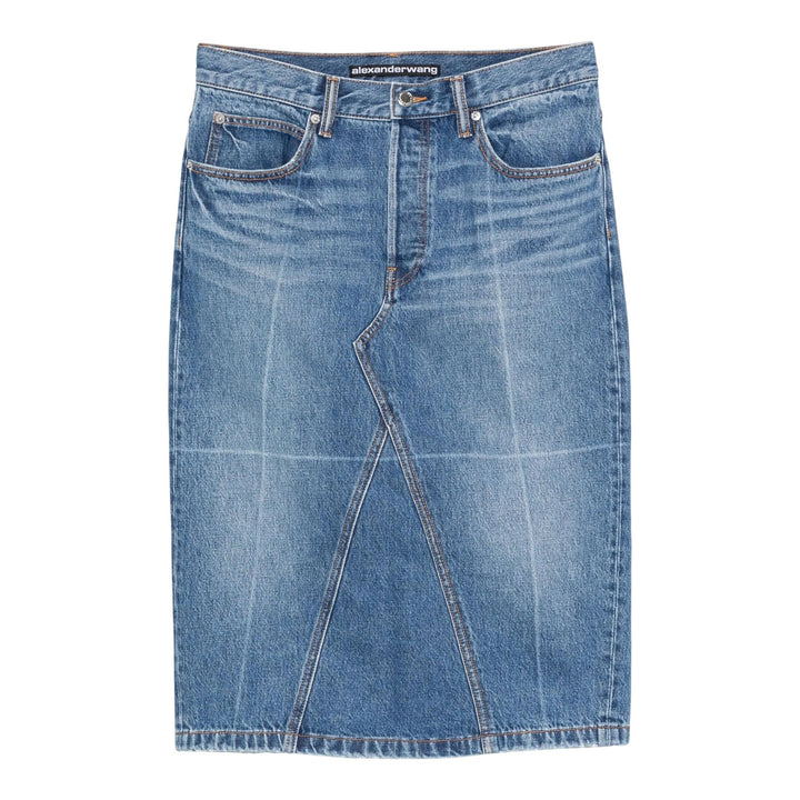 Club21 - Alexander Wang - Straight Skirt With Faded Fold Line - SKIRTS - Denim