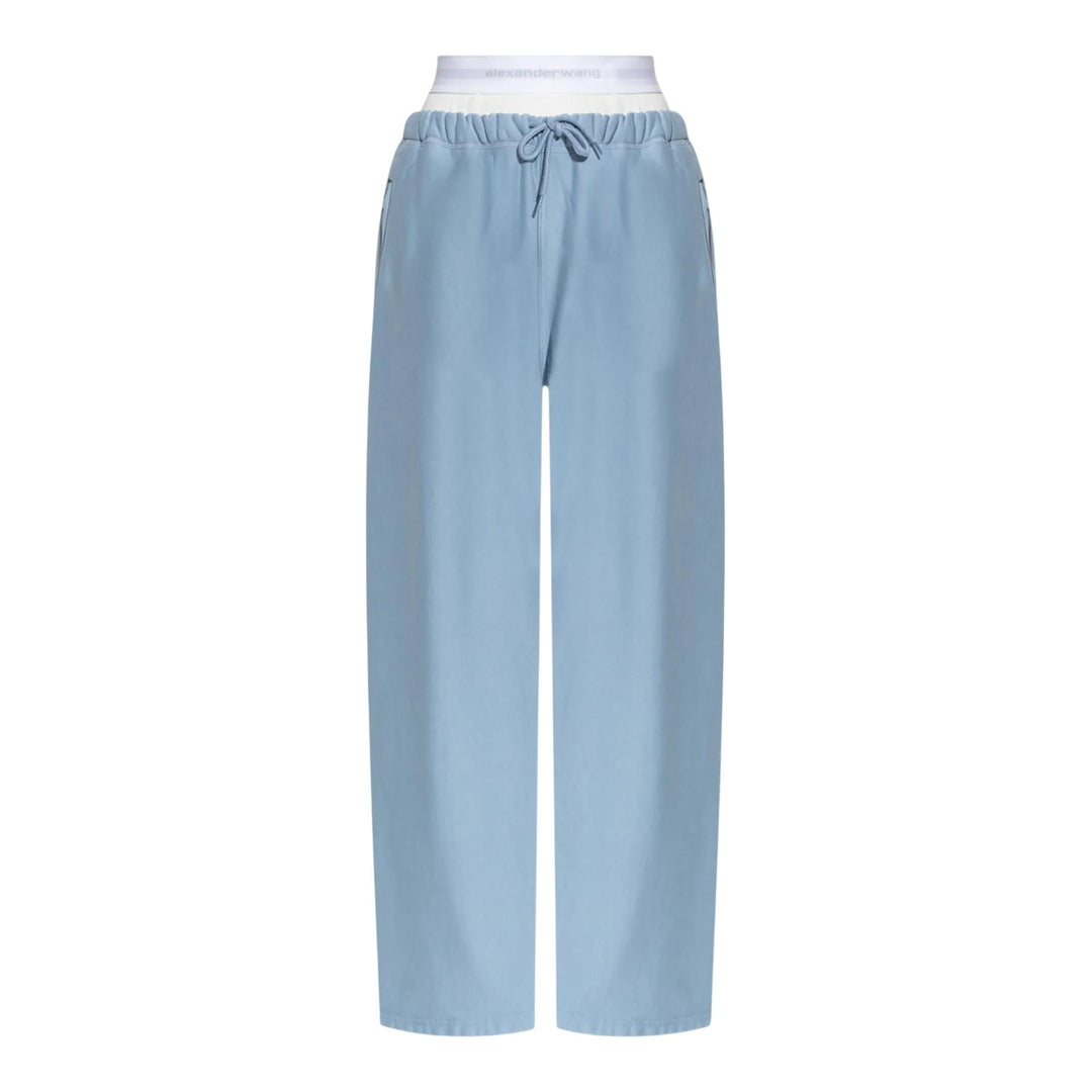 Club21 - Alexander Wang - Wide Leg Sweatpant With Logo Elastic - SWEATPANTS - Light Blue