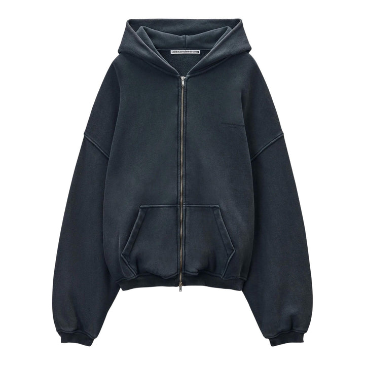 Club21 - Alexander Wang - Zip Up Hoodie With Graphic Logo - SWEATERS - Black