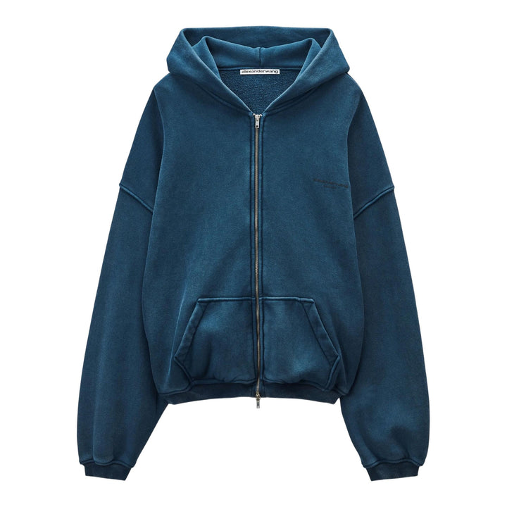 Club21 - Alexander Wang - Zip Up Hoodie With Graphic Logo - SWEATERS - Navy
