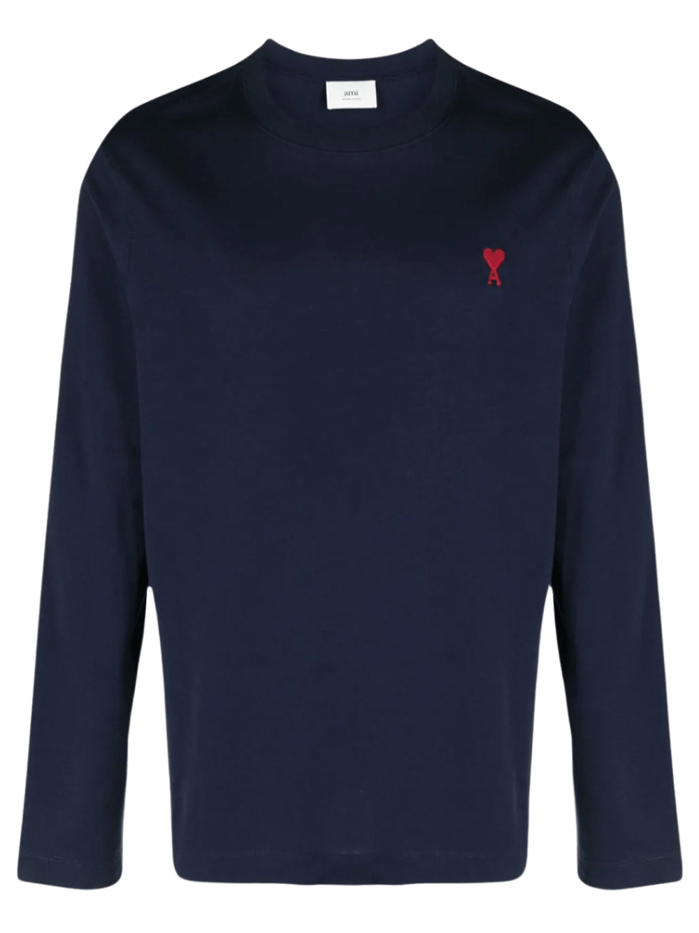 Ami-Paris-Long-Sleeves-Red-Adc-T-Shirt-Navy-1