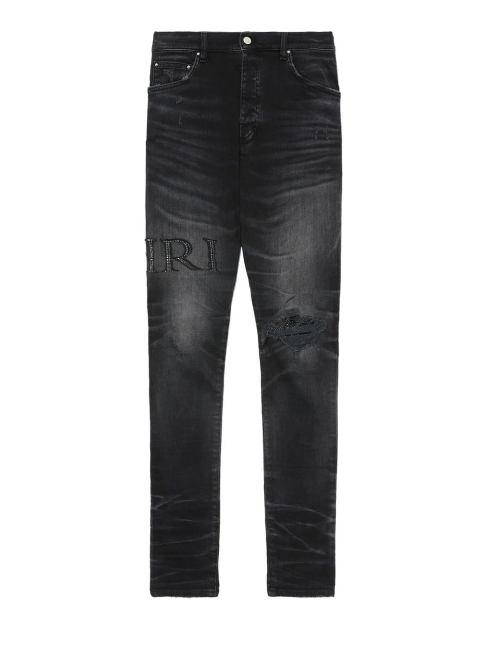 Amiri-Crystal-Embellished-Logo-Jeans-Black-1