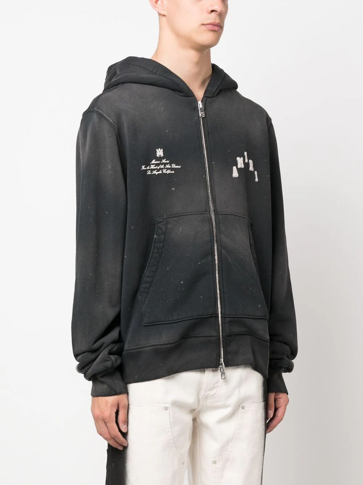 Amiri-Vintage-Collegiate-Zip-Hoodie-Black-4