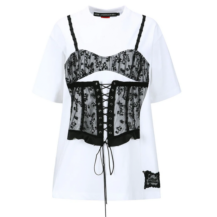Lace Corset Oversized T-Shirt