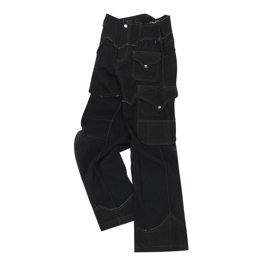Denim Sheer Cargo Pants